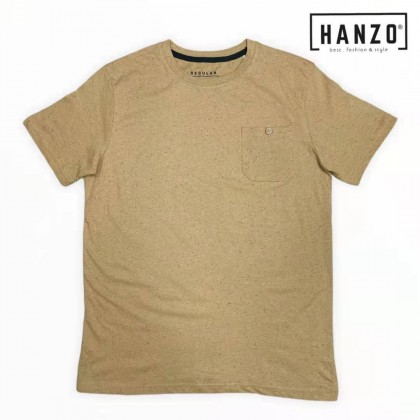 HANZO Men Pocket Basic Tee - Brown